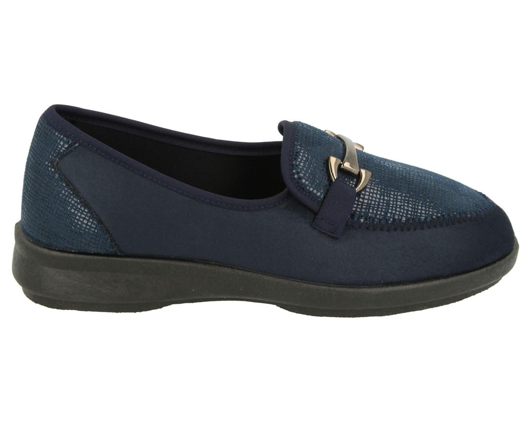 Womens Wide Fit DB Aster Vegan Shoes in Black Stretch - Image 7
