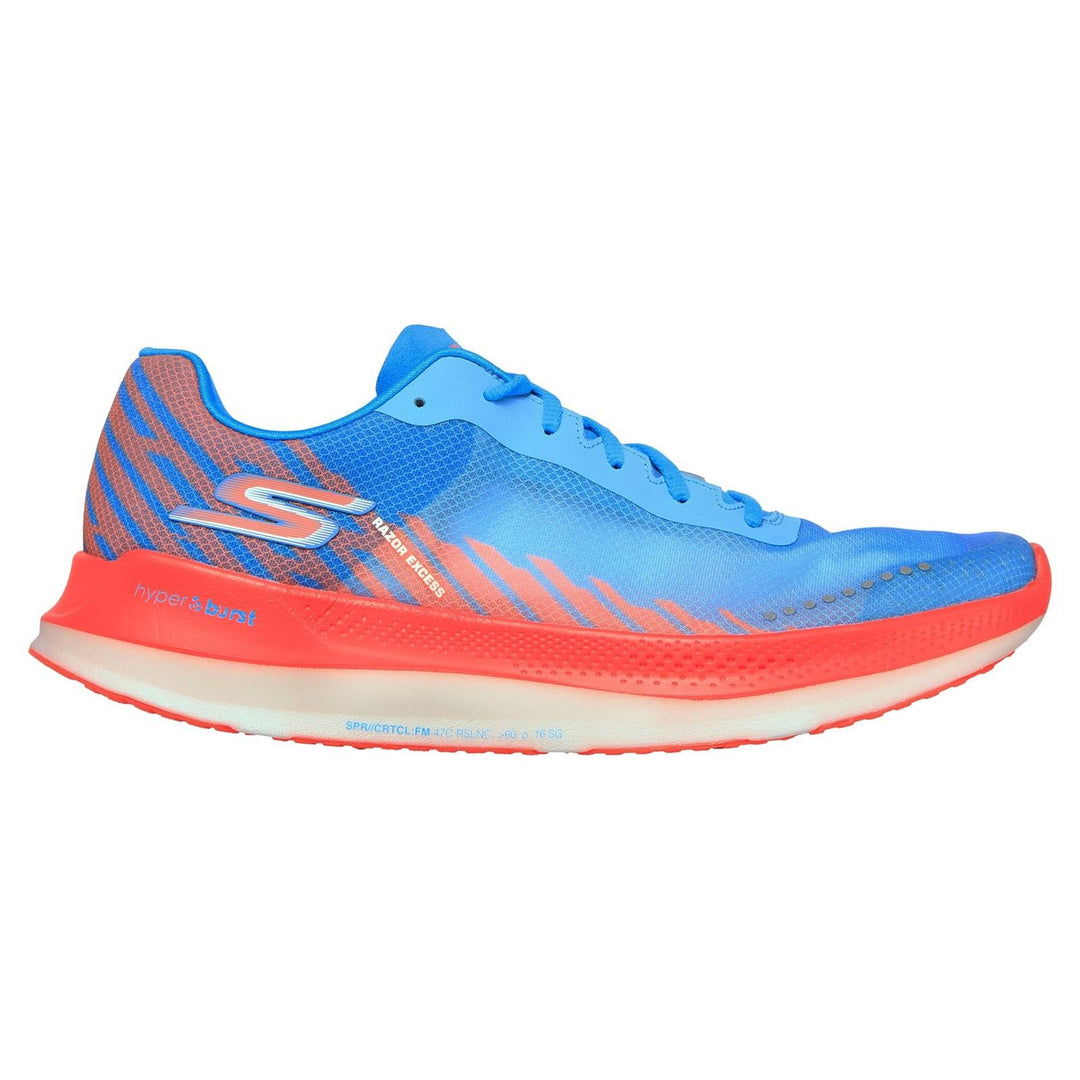 Men's Wide Fit Skechers Go Run Razor Excess Sports Trainers in Blue/Coral - Image 2