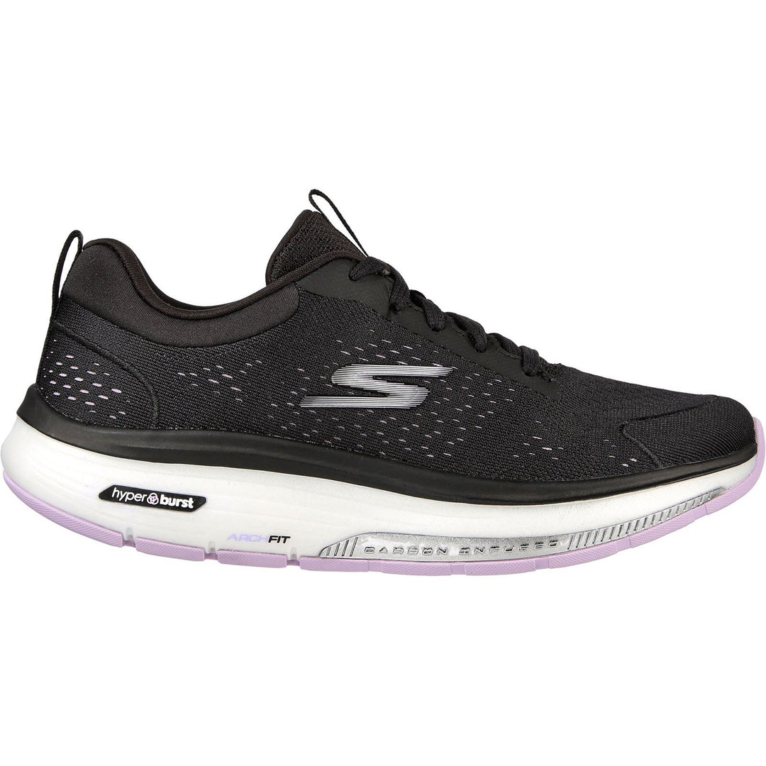 Women's Wide Fit Skechers 124933  Go Walk Workout Walker Trainers - Black/Lavender in Black/Lavender - Image 2