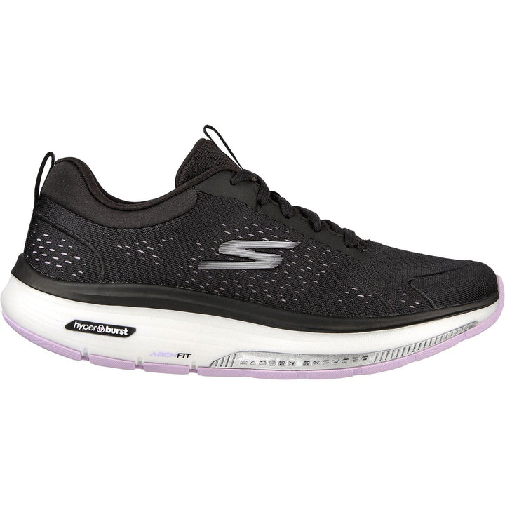 Women's Wide Fit Skechers 124933  Go Walk Workout Walker Trainers - Black/Lavender in Black/Lavender - Image 1