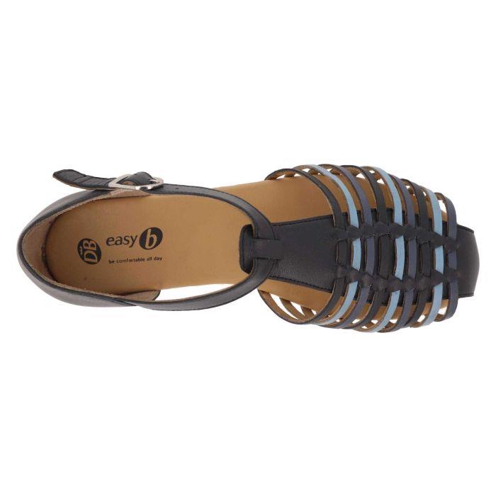 Women's Wide Fit DB Bella Sandals in Black Leather - Image 1
