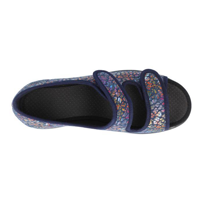 Women's Wide Fit DB Squirrel Slippers in Black Multi Stretch - Image 1