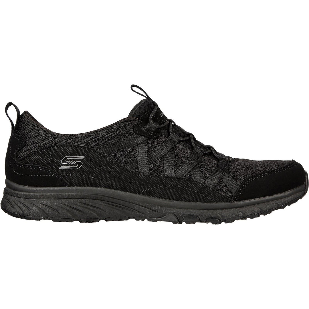Women's Wide Fit Skechers 104281 Gratis Sport Live Golden Trainers - Black in Black - Image 2