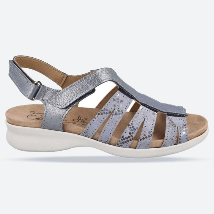 Women's Wide Fit DB Treasure Sandals in Sky Blue Leather - Image 1