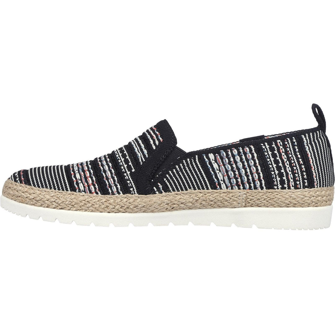Women's Wide Fit Skechers 113982 Bobs Flexpadrille 3.0 Island Muse Espadrille Slippers in Black/Multi - Image 4