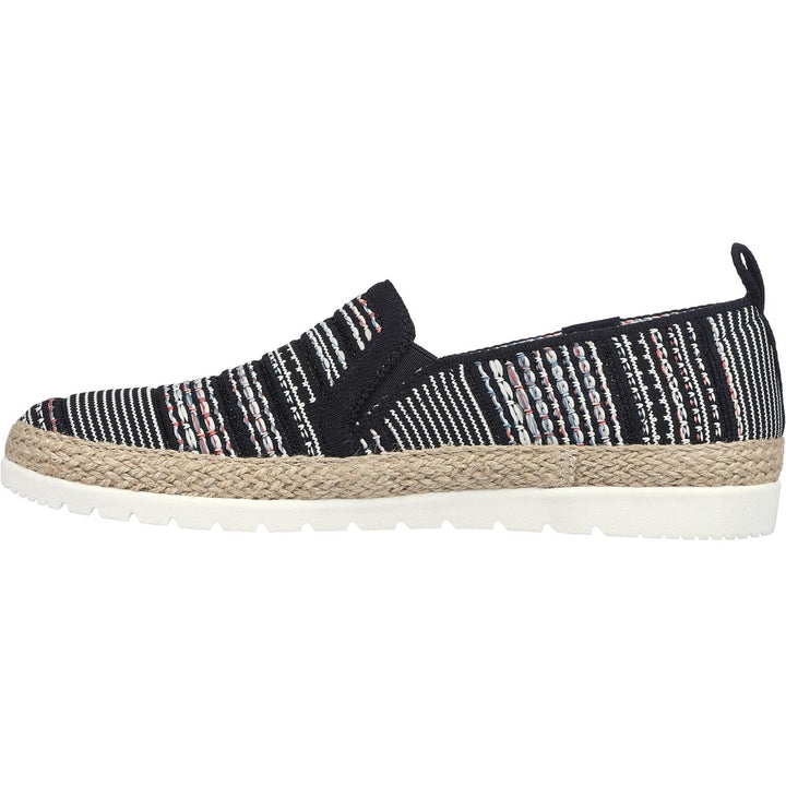 Women's Wide Fit Skechers 113982 Bobs Flexpadrille 3.0 Island Muse Espadrille Slippers in Black/Multi - Image 1