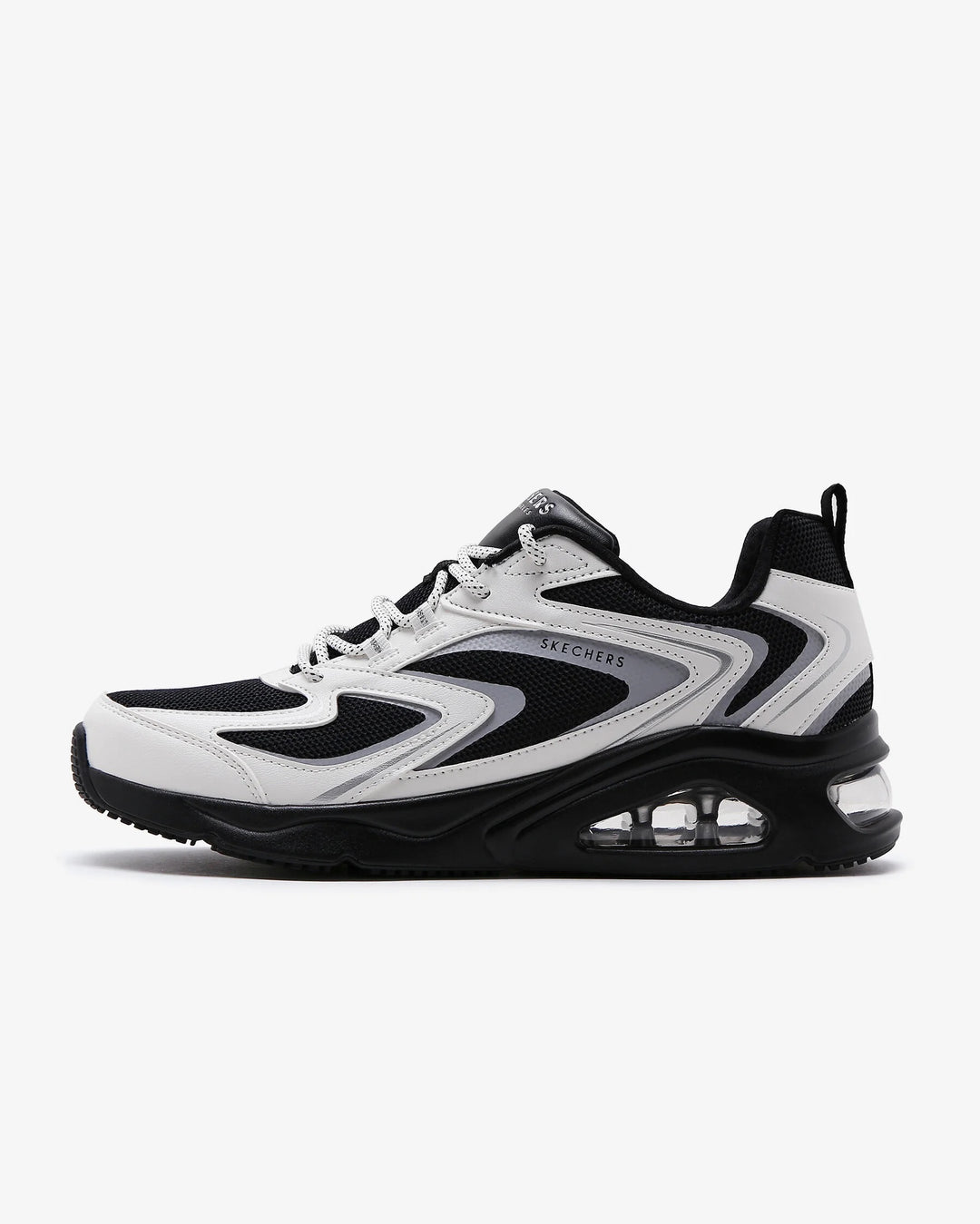 Women's Wide Fit Skechers 177424 Tres Air Uno Street Fl Air Trainers in Black/White - Image 3