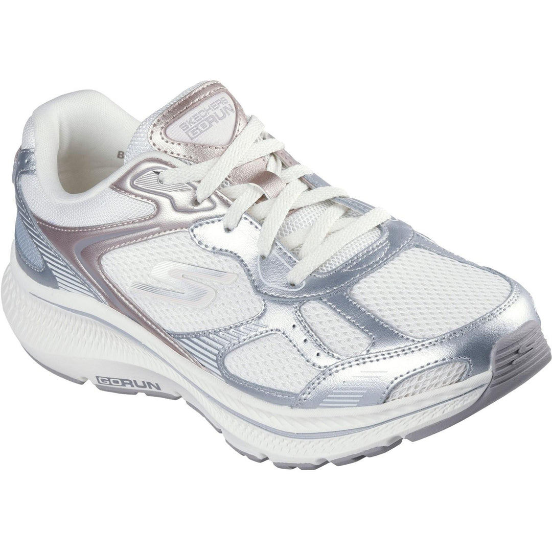 Women's Wide Fit Skechers 128633 Go Run Consistent 2.0 Volt Trainers in White/Silver/Black - Image 9