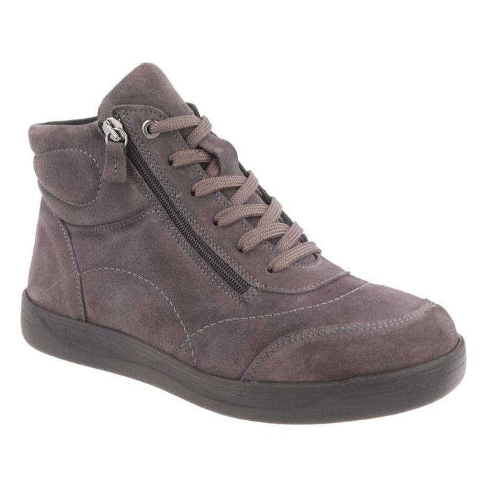 Women's Wide DB Fit Amber Ankle Zip Boots in Grey Suede - Image 10