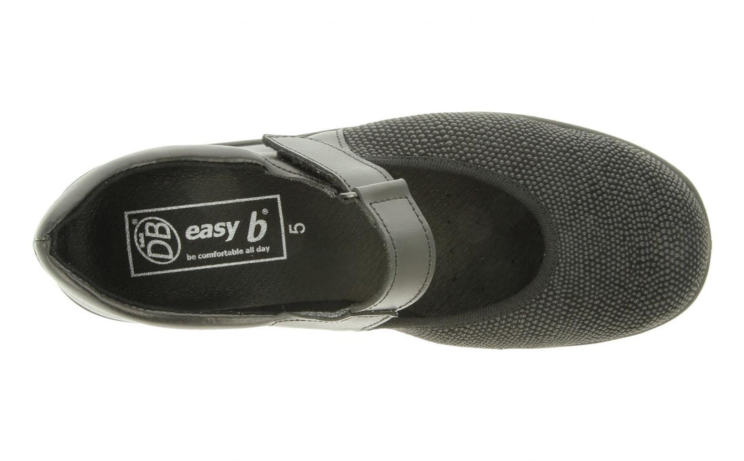 Womens Wide Fit DB Roberta Shoes in Black Lea / Stretch - Image 4