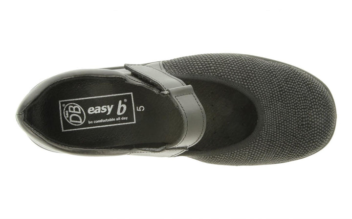 Womens Wide Fit DB Roberta Shoes in Black Lea / Stretch - Image 1