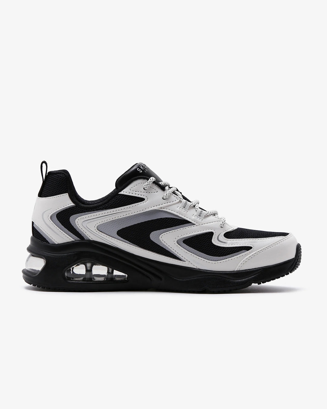 Women's Wide Fit Skechers 177424 Tres Air Uno Street Fl Air Trainers in Black/White - Image 2