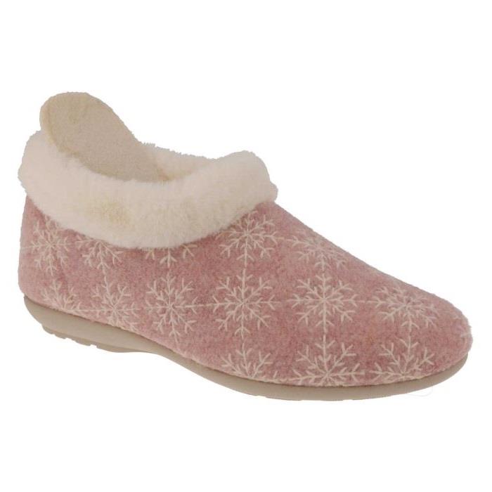 Women's Wide Fit DB Libby Slippers in Navy / White Snowflake - Image 1