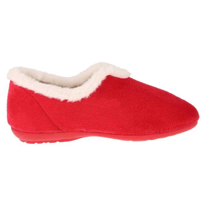 Women's Wide Fit DB Faye Slip on Slippers in Red Velour - Image 1