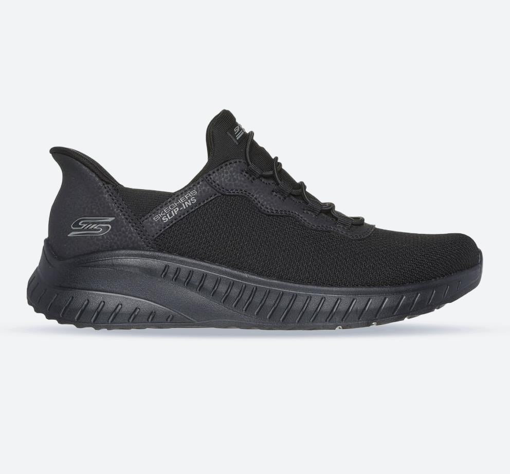 Women's Wide Fit Skechers 117500 Bobs Squad Chaos Daily Inspiration Trainer in Black - Image 1