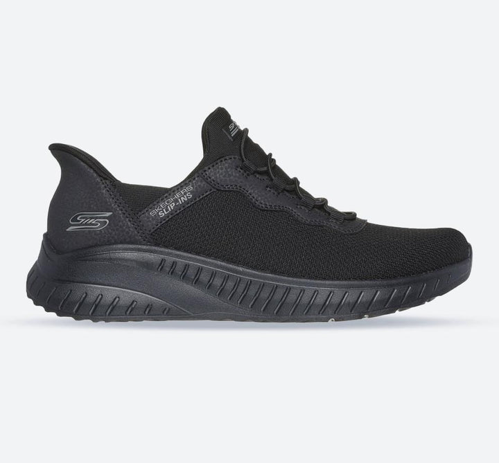 Women's Wide Fit Skechers 117500 Bobs Squad Chaos Daily Inspiration Trainer in Black - Image 1