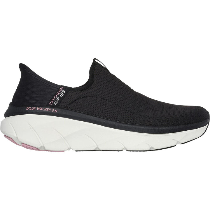 Women's Relaxed Fit Skechers 150099 Slip-ins Sport D'lux Walker 2.0 Happy Step Trainers in Black/Pink - Image 1