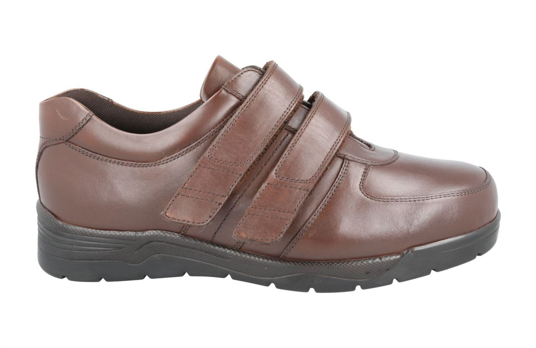 Men's Wide Fit DB Kevin Shoes in Black Leather - Image 7
