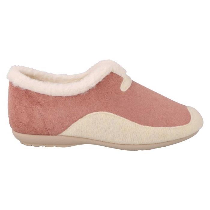 Women's Wide Fit DB Jodie Slip on Slippers in Pink Suedette / Grey Felt - Image 1