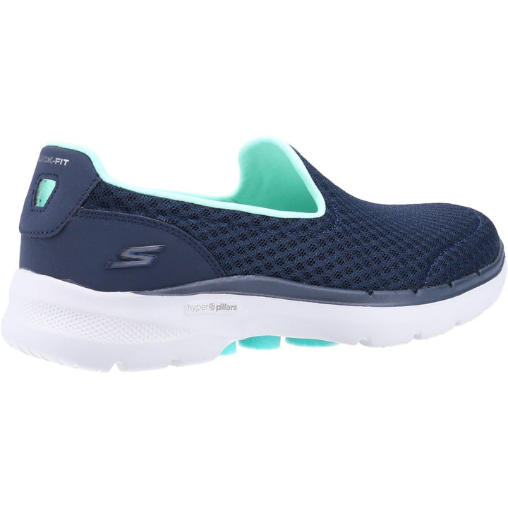Women's Wide Fit Skechers 124508 Go Walk 6 Big Splash Trainers - Navy/Turquoise in Navy/Turquoise - Image 1
