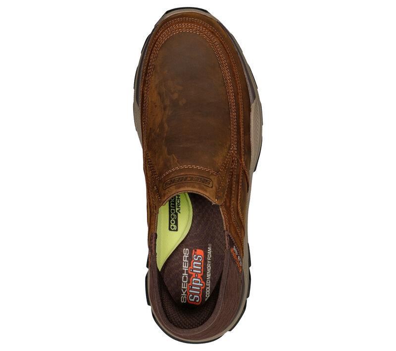 Men's Wide Relaxed Fit Skechers 204810 Slip-ins Rf Respected Elgin Trainers in Brown - Image 5