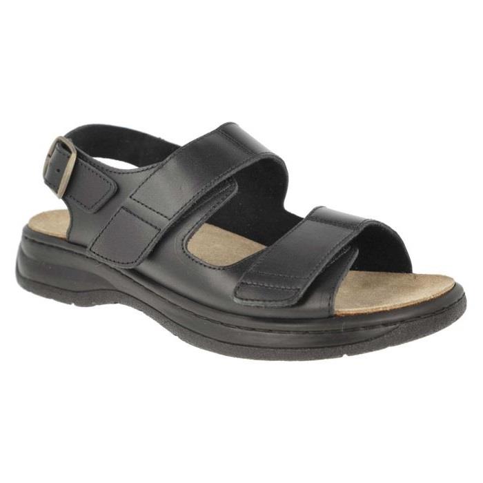 Men's Wide Fit DB Alfie Sandals in Black Leather - Image 1