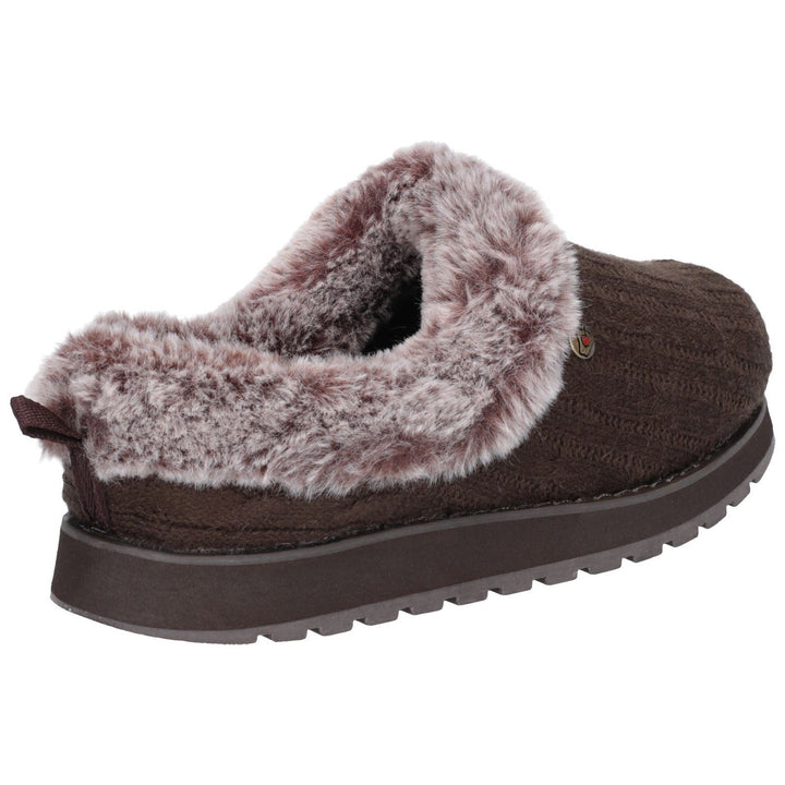 Women's Wide Fit Skechers 31204 Keepsakes Ice Angel Mule Slippers in Chocolate - Image 1