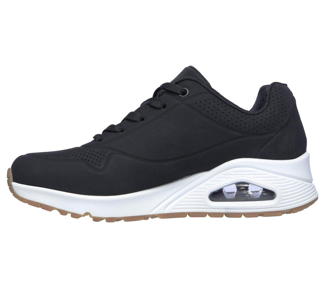 Women's Wide Fit Skechers 73690 Uno - Stand On Air Walking Street Wear Trainers - Black/White in Black/White - Image 4