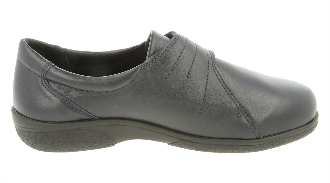 Womens Wide Fit DB Pacific Shoes in Black Leather - Image 9