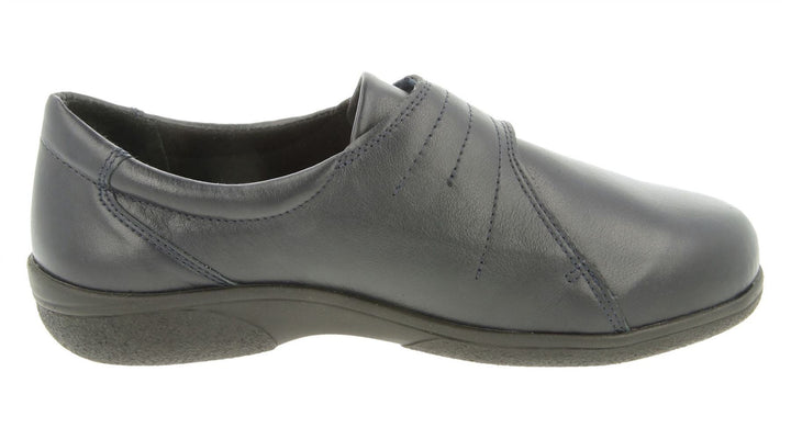 Womens Wide Fit DB Pacific Shoes in Black Leather - Image 1