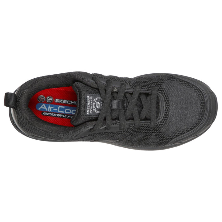Women's Wide Fit Skechers 77289EC Bulklin Ayak Safety Shoes in Black/Black - Image 1