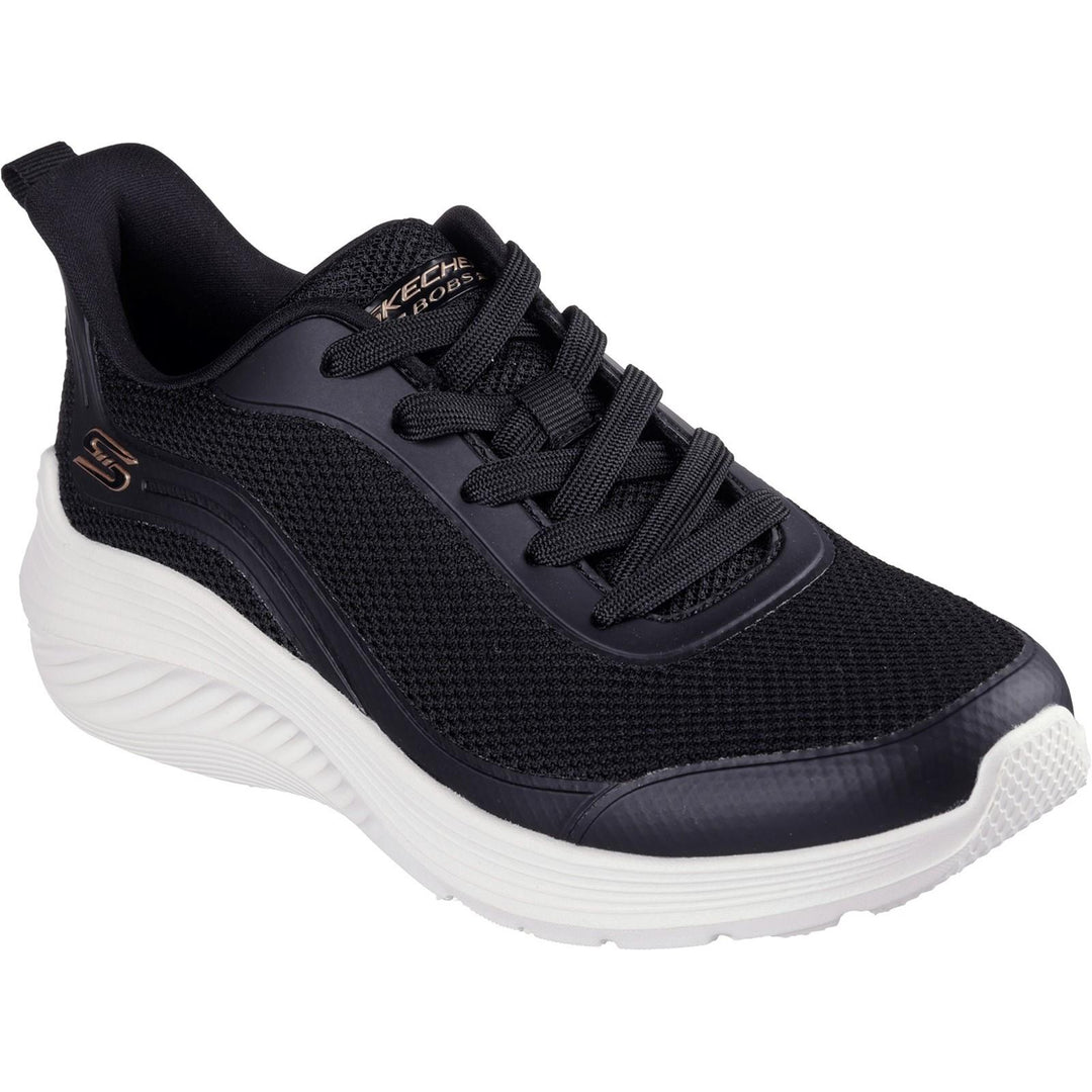 Women's Wide Fit Skechers 117483 Bobs Sport Squad Waves Still Wading Trainers in Black - Image 3
