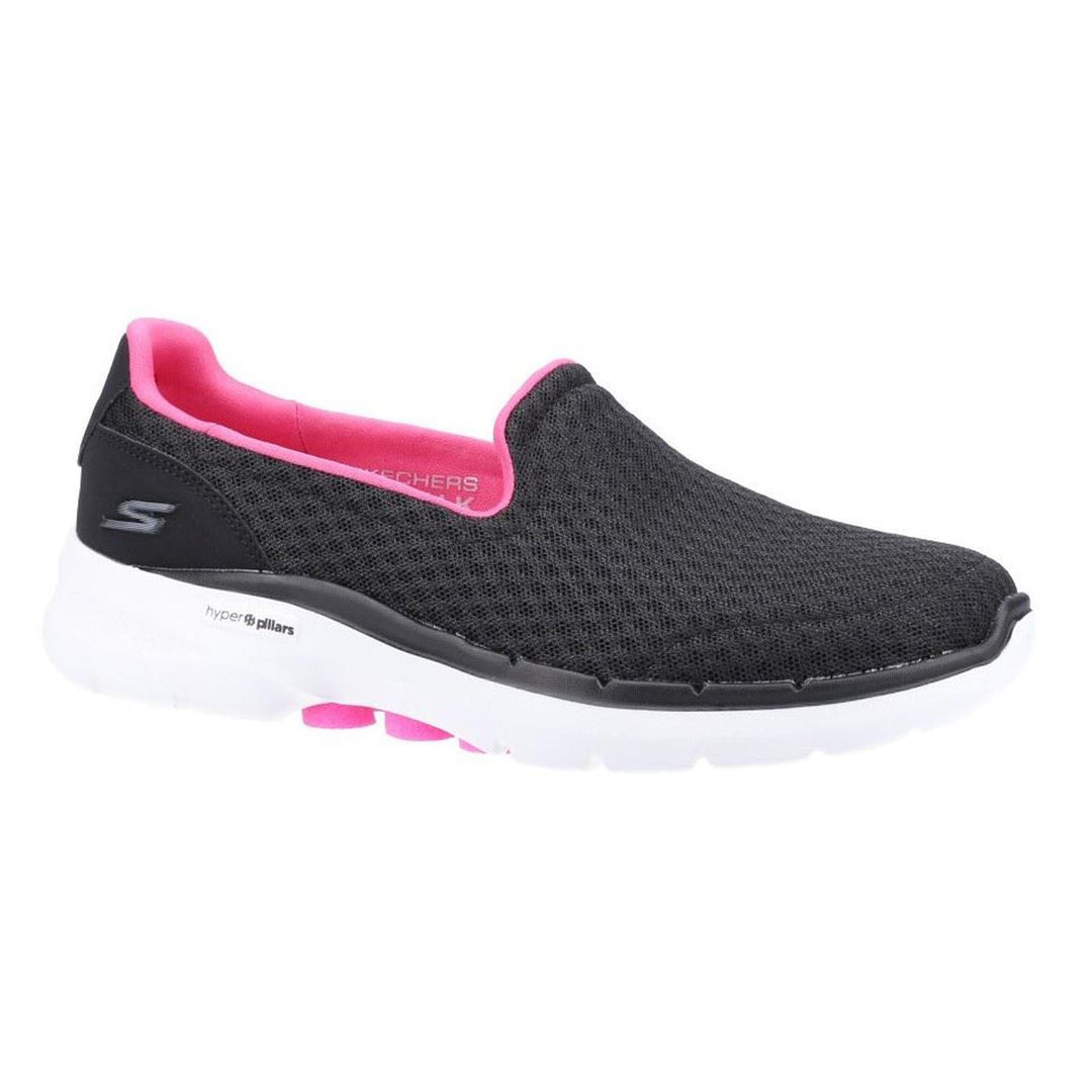 Women's Wide Fit Skechers 124508 Go Walk 6 Big Splash Trainers - Black/Hot Pink in Black/Hot Pink - Image 3
