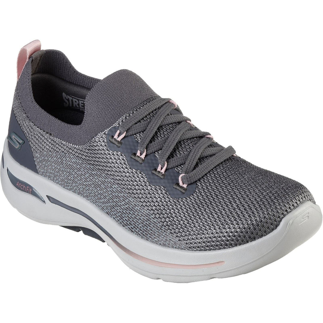 Women's Wide Fit Skechers 124863 Go Walk Arch Fit Clancy Trainers - Grey/Pink in Grey/Pink - Image 3