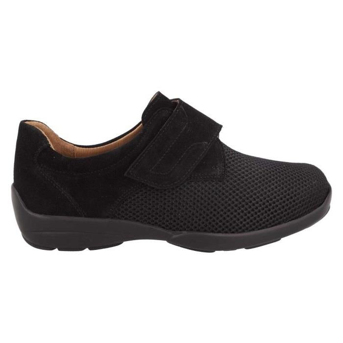 Women's Wide Fit DB Solitaire Trainers in Black Stretch / Black Suede - Image 1