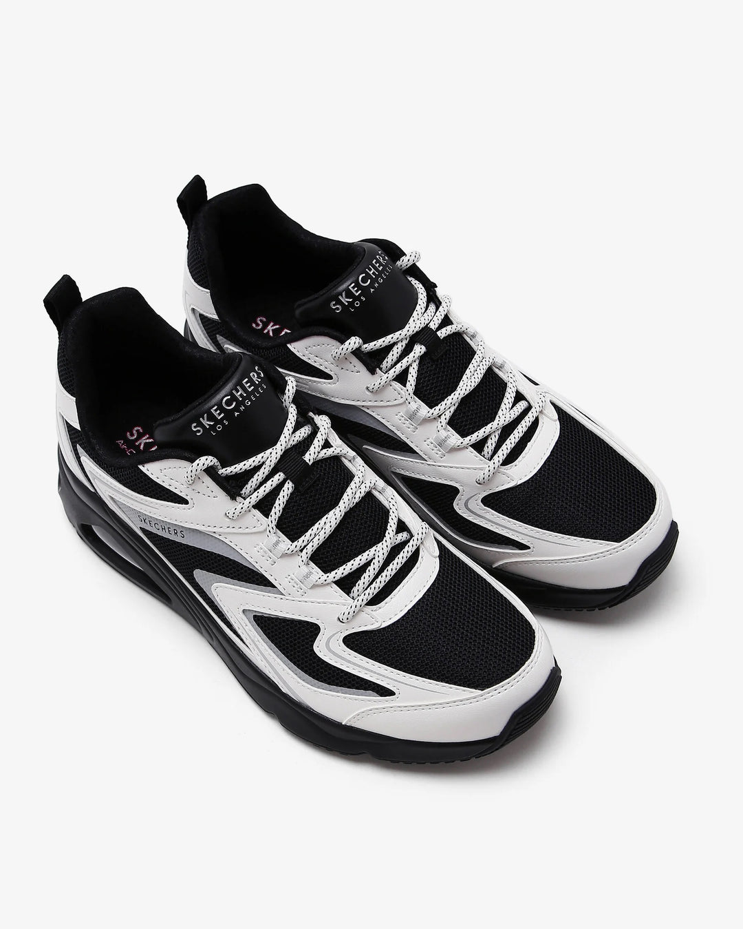 Women's Wide Fit Skechers 177424 Tres Air Uno Street Fl Air Trainers in Black/White - Image 5