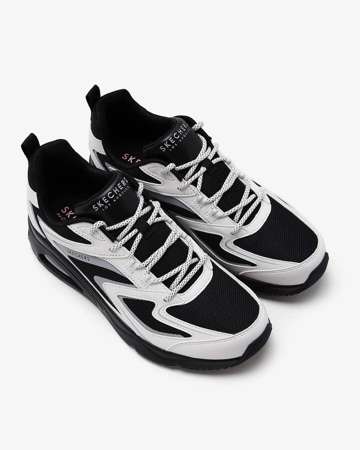 Women's Wide Fit Skechers 177424 Tres Air Uno Street Fl Air Trainers in Black/White - Image 1