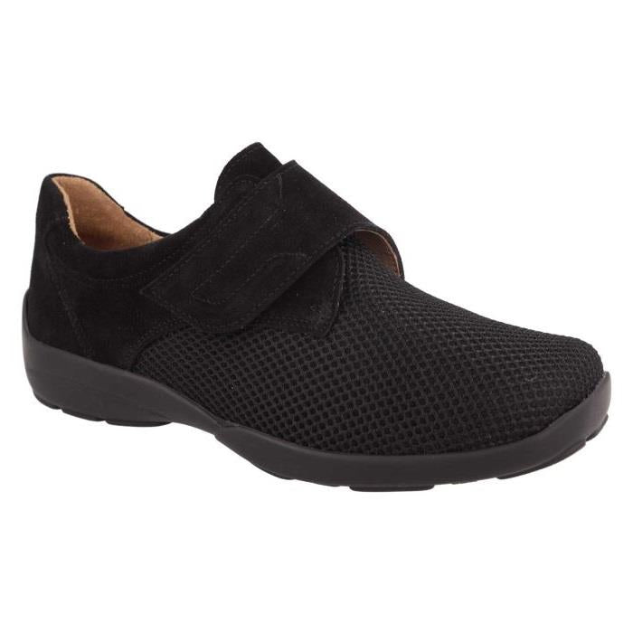 Women's Wide Fit DB Solitaire Trainers in Black Stretch / Black Suede - Image 3