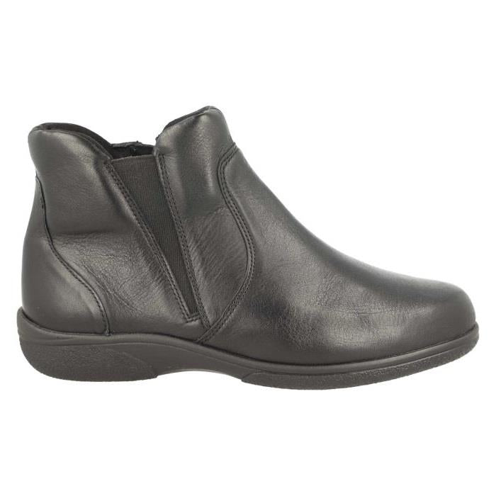 Women's Wide Fit DB Daylily Boots in Black Leather - Image 2