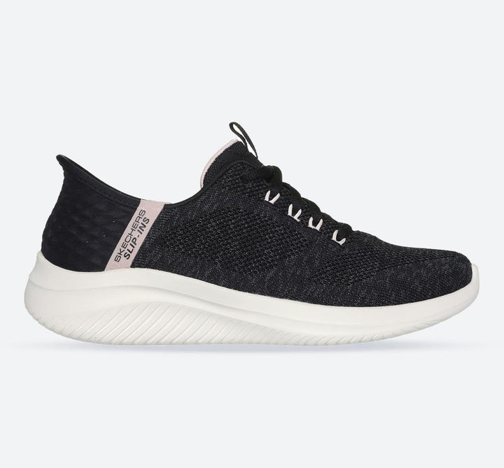Women's Wide Fit Skechers 150178 Slip-ins Ultra Flex 3.0 Easy Step Trainers in Black/Pink - Image 1