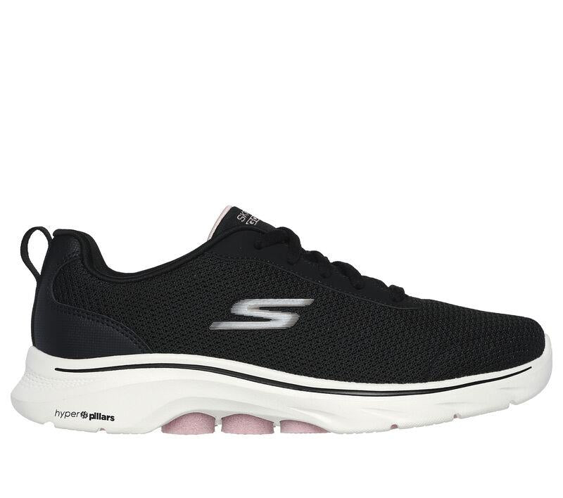 Women's Wide Fit Skechers 125207 Go Walk 7 Clear Path Trainers in Black/Pink - Image 2