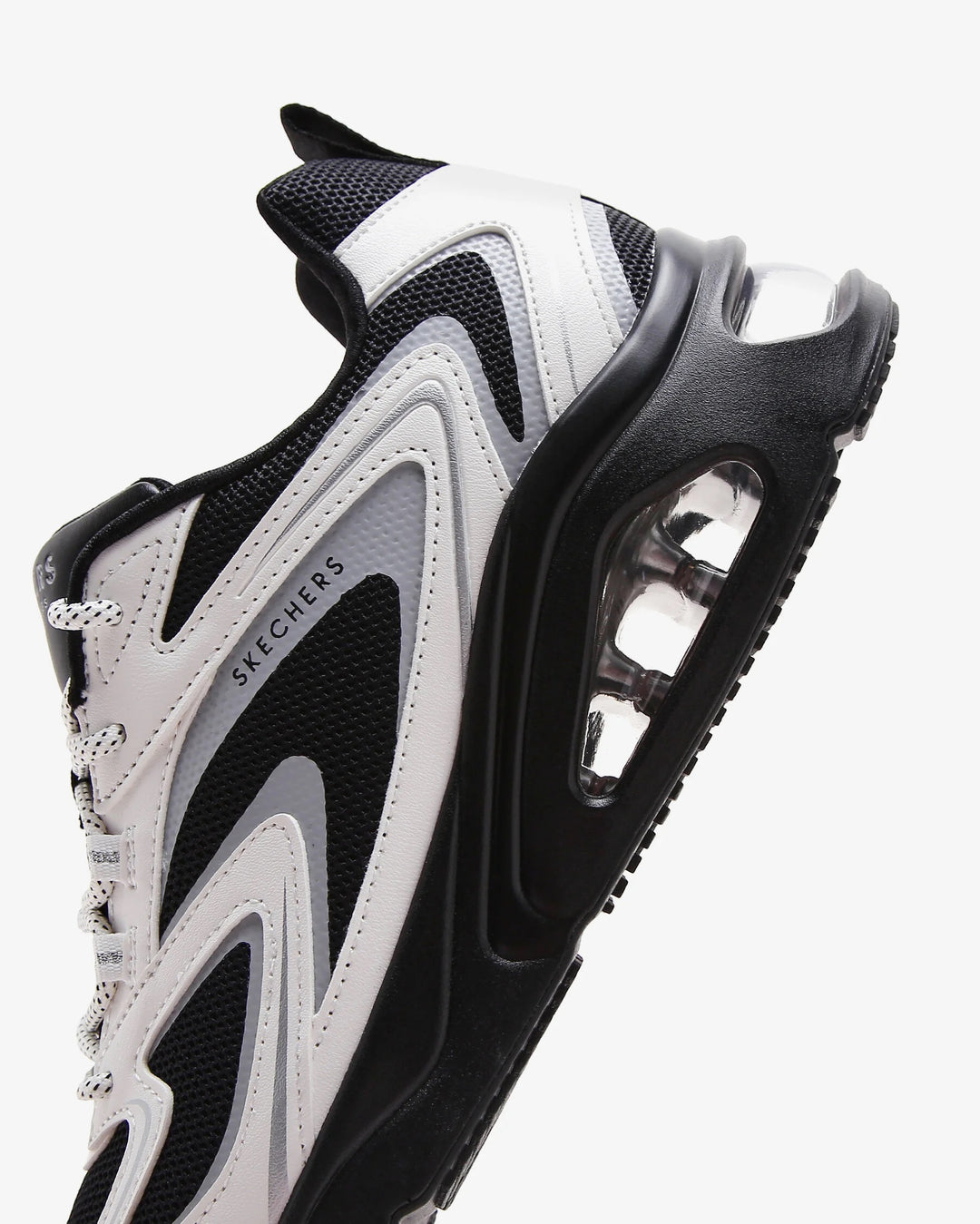 Women's Wide Fit Skechers 177424 Tres Air Uno Street Fl Air Trainers in Black/White - Image 8