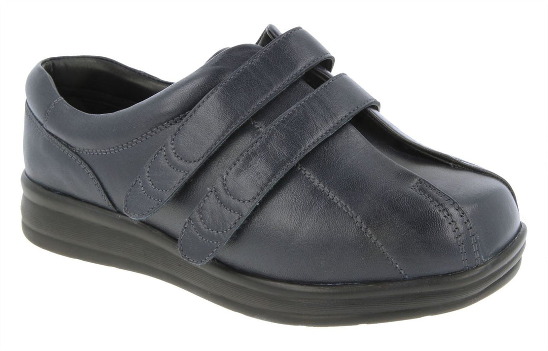 Womens Wide Fit DB Serena Shoes in Black Leather - Image 8