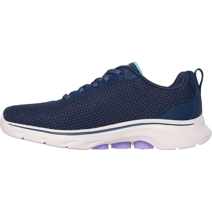 Women's Wide Fit Skechers 125263 Go Walk 7 Kaylor Trainers in Navy/Purple - Image 1