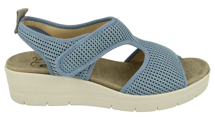 Womens Wide Fit DB Dove Sandals in Silver Grey Textile - Image 1