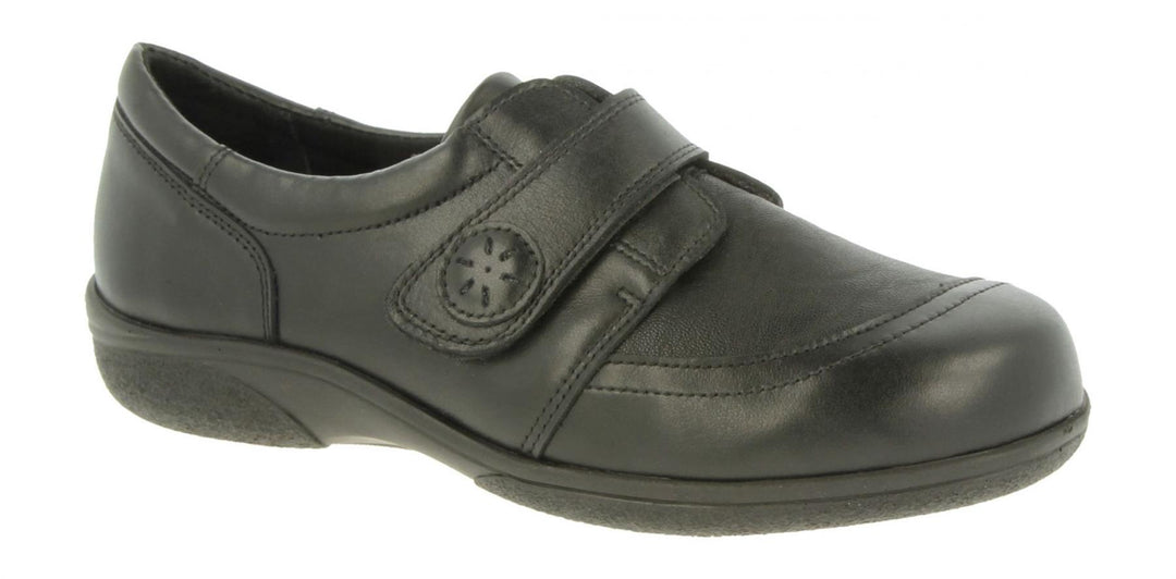 Womens Wide Fit DB Owl Shoes in Black / Stretch - Image 3