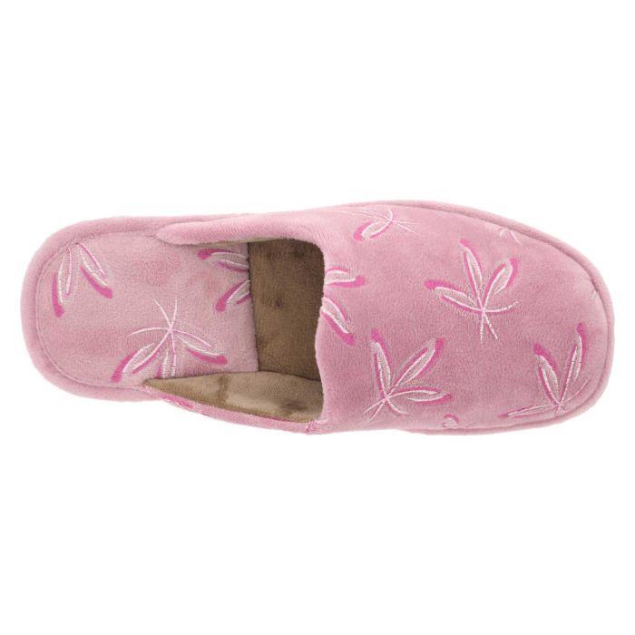 Women's Wide Fit DB Balsam Mule Slippers in Blue Floral Velour - Image 1