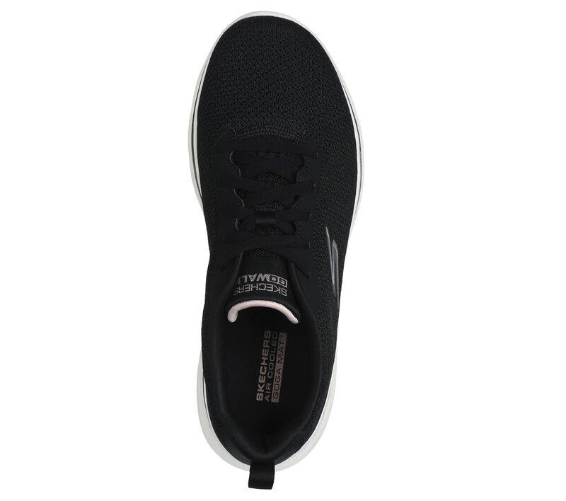 Women's Wide Fit Skechers 125207 Go Walk 7 Clear Path Trainers in Black/Pink - Image 5