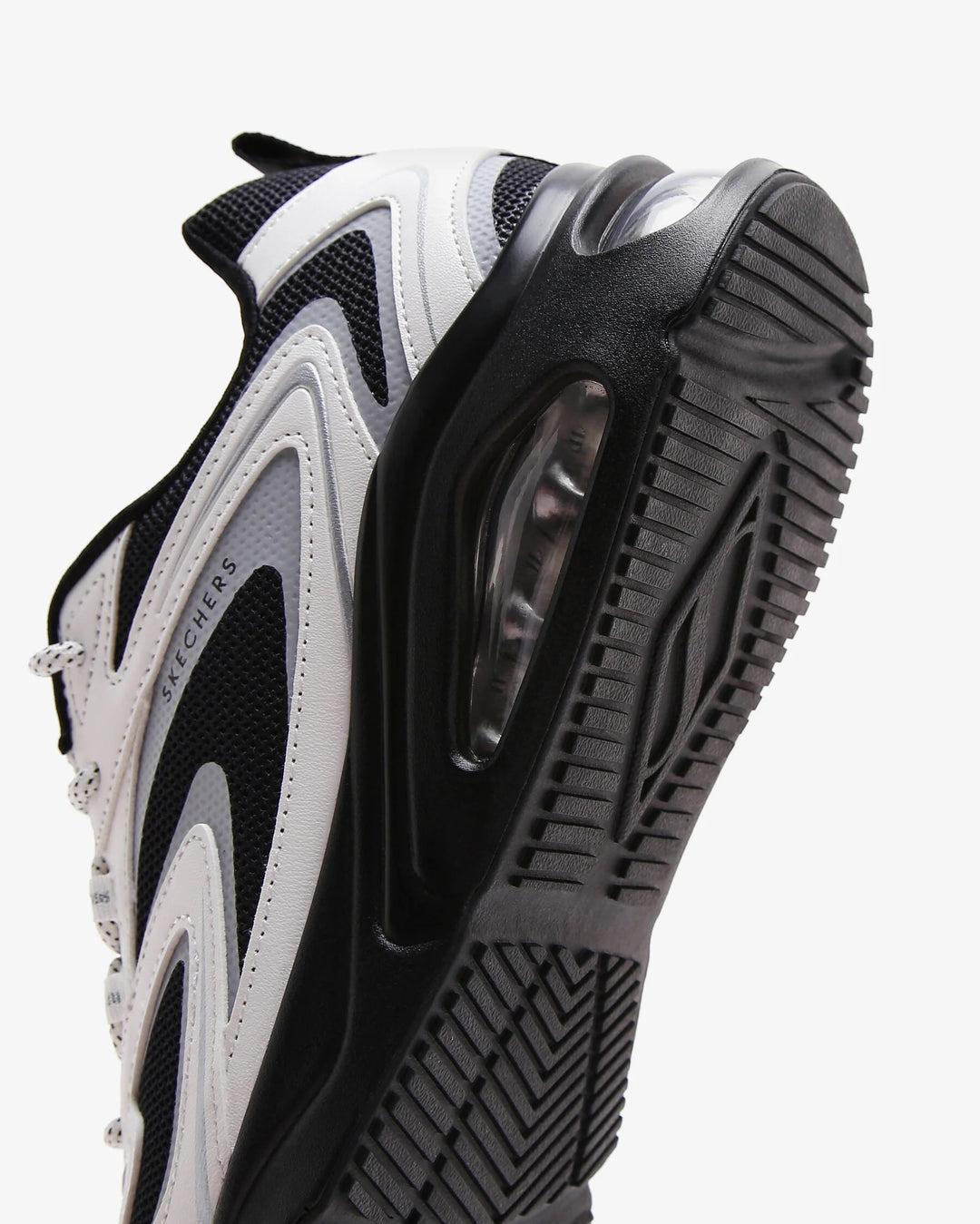 Women's Wide Fit Skechers 177424 Tres Air Uno Street Fl Air Trainers in Black/White - Image 9