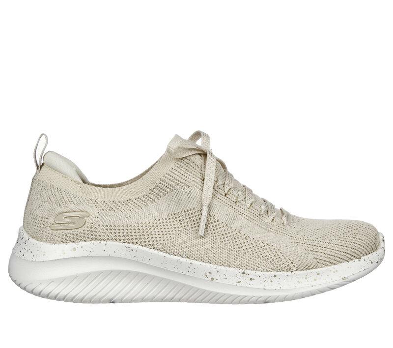 Women's Wide Fit Skechers 149865 Ultra Flex 3.0 - Let's Dance Trainers in Natural/Gold - Image 2